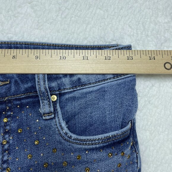 Kut from the Kloth Jeans Womens 0 Blue Reese Ankle Straight Rhinestones 26x27 - Picture 4 of 10